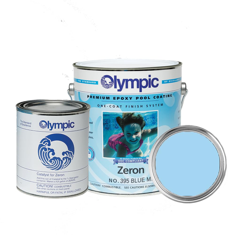 Olympic Pool Paint - Zeron - Bikini Blue - 1 Gallon - two-part epoxy swimming pool paint - one-coat for plaster, fiberglass, steel and aluminum pools.