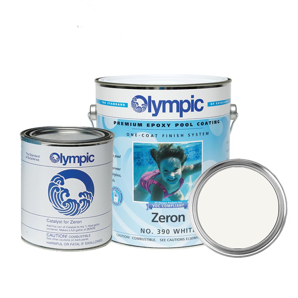 Olympic Pool Paint - Zeron - Bikini Blue - 1 Gallon - two-part epoxy swimming pool paint - one-coat for plaster, fiberglass, steel and aluminum pools.