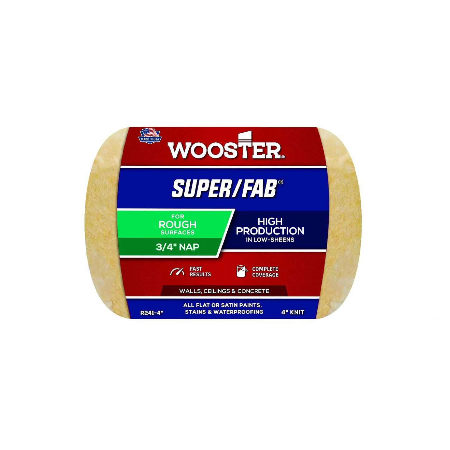 Wooster Brush R241-4 Super/Fab Roller Cover, 3/4-Inch Nap, 4-Inch