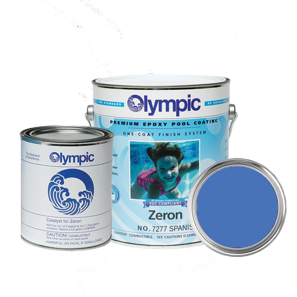 Olympic Pool Paint - Zeron - White - 1 Gallon - two-part epoxy swimming pool paint - one-coat for plaster, fiberglass, steel and aluminum pools.