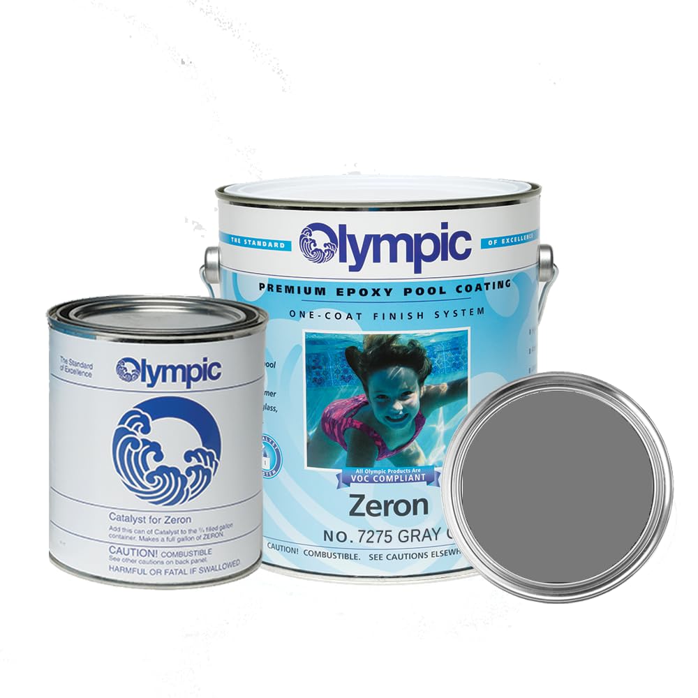Olympic Pool Paint - Zeron - White - 1 Gallon - two-part epoxy swimming pool paint - one-coat for plaster, fiberglass, steel and aluminum pools.