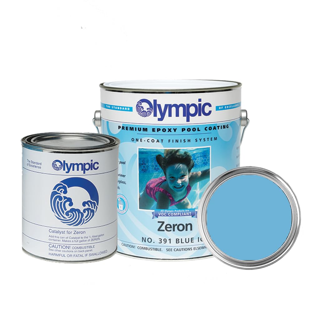 Olympic Pool Paint - Zeron - Bikini Blue - 1 Gallon - two-part epoxy swimming pool paint - one-coat for plaster, fiberglass, steel and aluminum pools.
