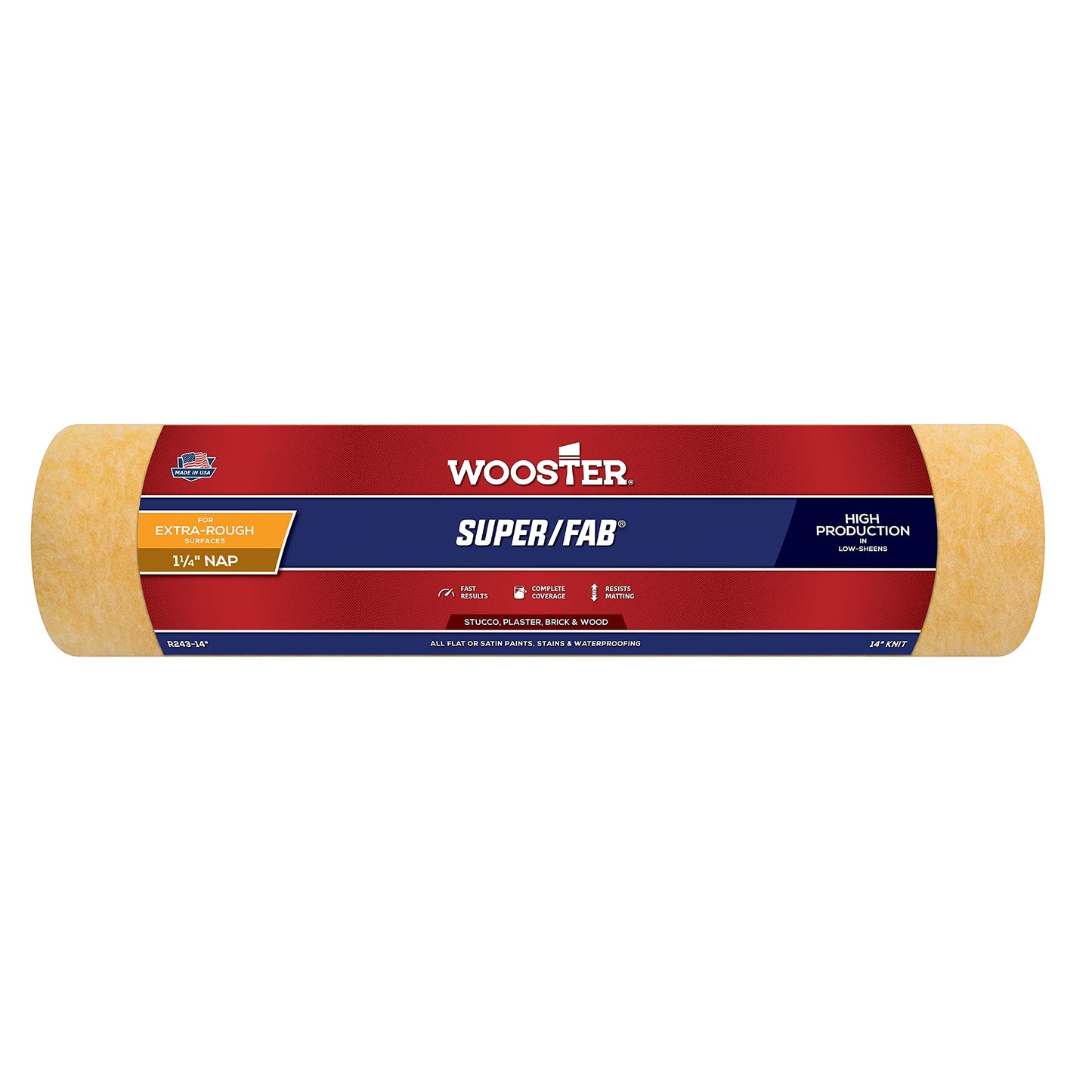 Wooster Brush R243-18 Super/Fab Roller Cover, 1-1/4-Inch Nap, 18-Inch , Yellow