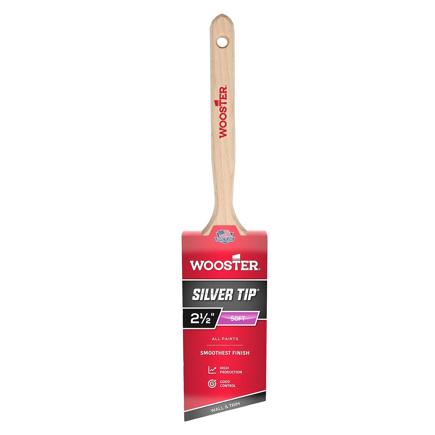 Wooster Brush 5221-2 Tip Angle Sash Paintbrush, 2-Inch, 2 Inch, White,Silver