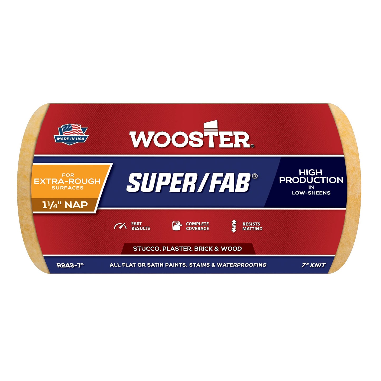 Wooster Brush R243-18 Super/Fab Roller Cover, 1-1/4-Inch Nap, 18-Inch , Yellow