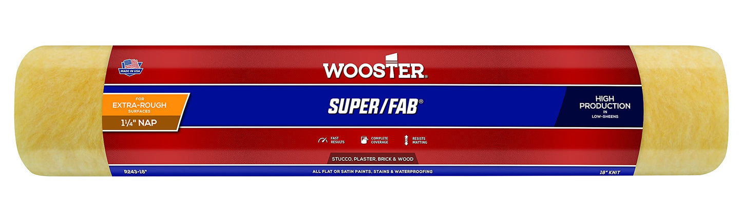 Wooster Brush R243-18 Super/Fab Roller Cover, 1-1/4-Inch Nap, 18-Inch , Yellow