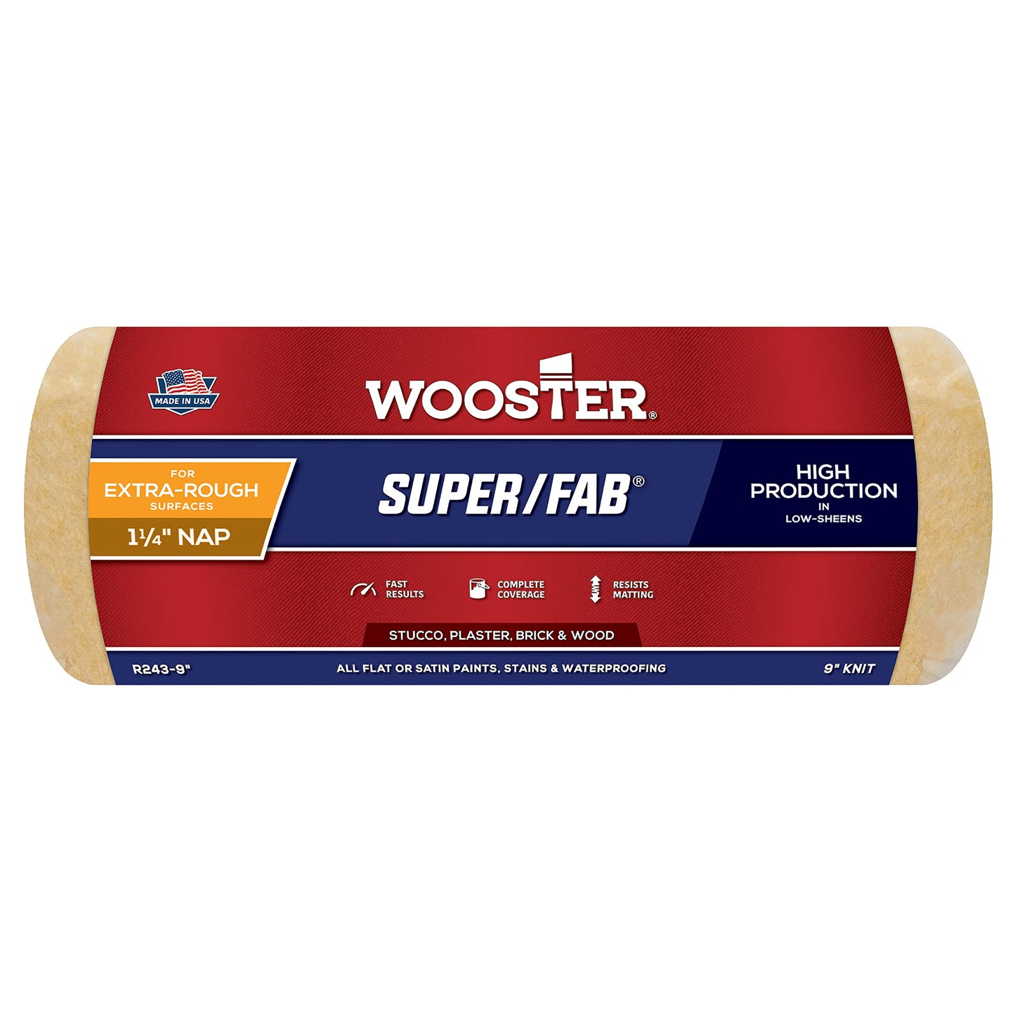 Wooster Brush R243-18 Super/Fab Roller Cover, 1-1/4-Inch Nap, 18-Inch , Yellow