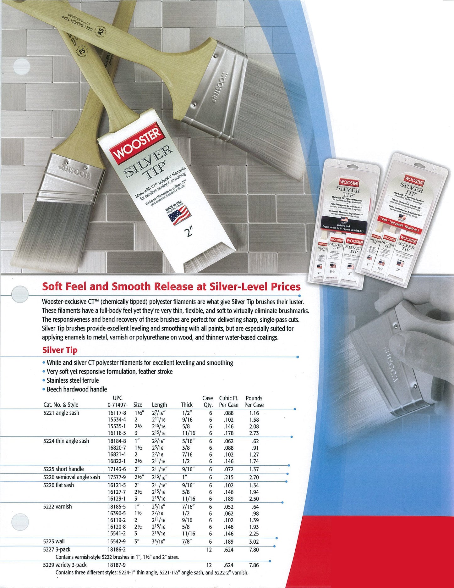 Wooster Brush 5221-2 Tip Angle Sash Paintbrush, 2-Inch, 2 Inch, White,Silver