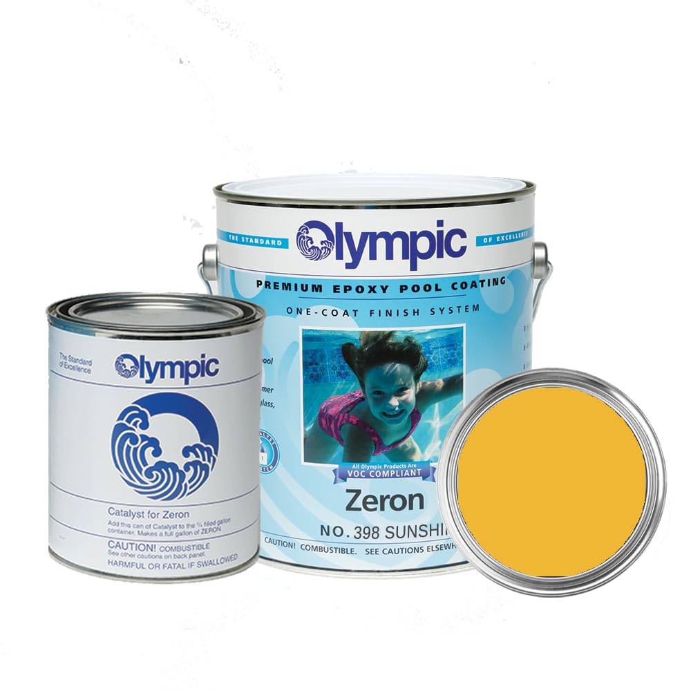 Olympic Pool Paint - Zeron - White - 1 Gallon - two-part epoxy swimming pool paint - one-coat for plaster, fiberglass, steel and aluminum pools.