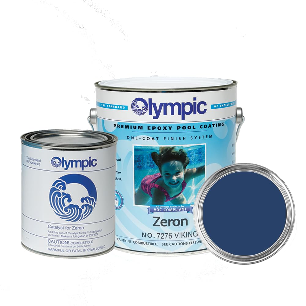 Olympic Pool Paint - Zeron - White - 1 Gallon - two-part epoxy swimming pool paint - one-coat for plaster, fiberglass, steel and aluminum pools.