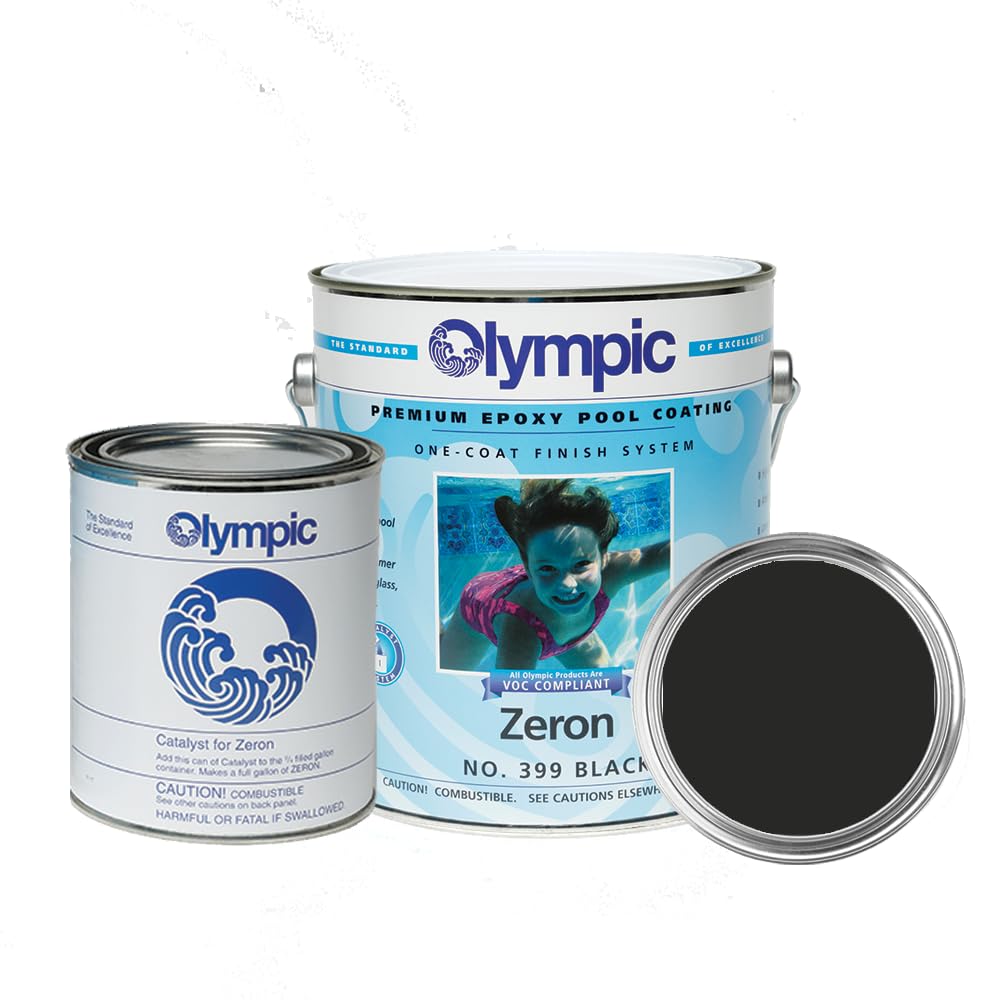 Olympic Pool Paint - Zeron - White - 1 Gallon - two-part epoxy swimming pool paint - one-coat for plaster, fiberglass, steel and aluminum pools.